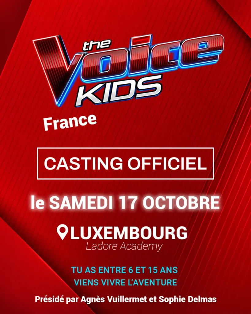 Casting The Voice Kids du 17 octobre à La-Do-Ré Academy à Steinfort – audition de chant devant un jury de professionnels.
